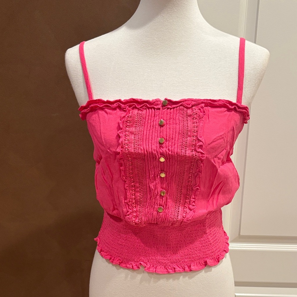 bebe Fuchsia Camisole with Button Detail